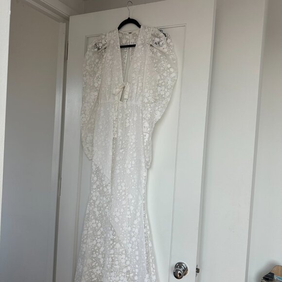 NWT Rosie Assoulin Victorian Dress Sz 4 White Organza Embroidered Floral Burnout - Picture 6 of 13